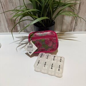 Floral Pink Pill & Vitamin Travel Clutch Bag